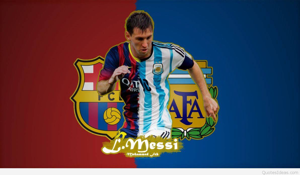 Lionel Messi Barcelona ve Arjantin Logosuyla Kutlama Yapıyor Duvar Kağıdı
