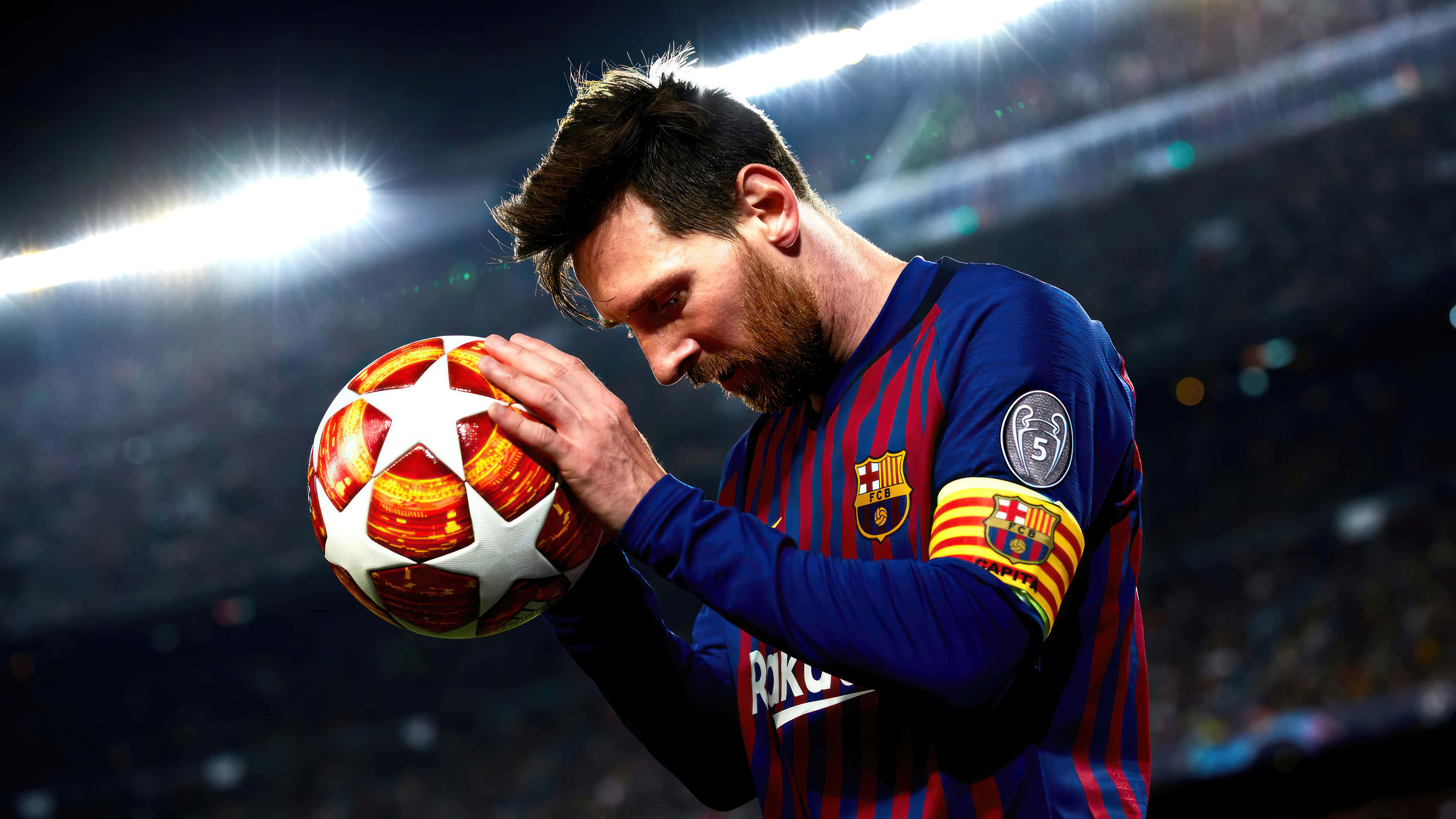 Lionel Messi topu rahatça kontrol ediyor. Duvar Kağıdı
