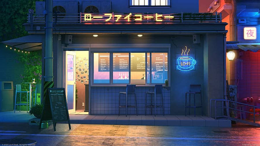 Lo Fi Kafe 4K Duvar Kağıdı