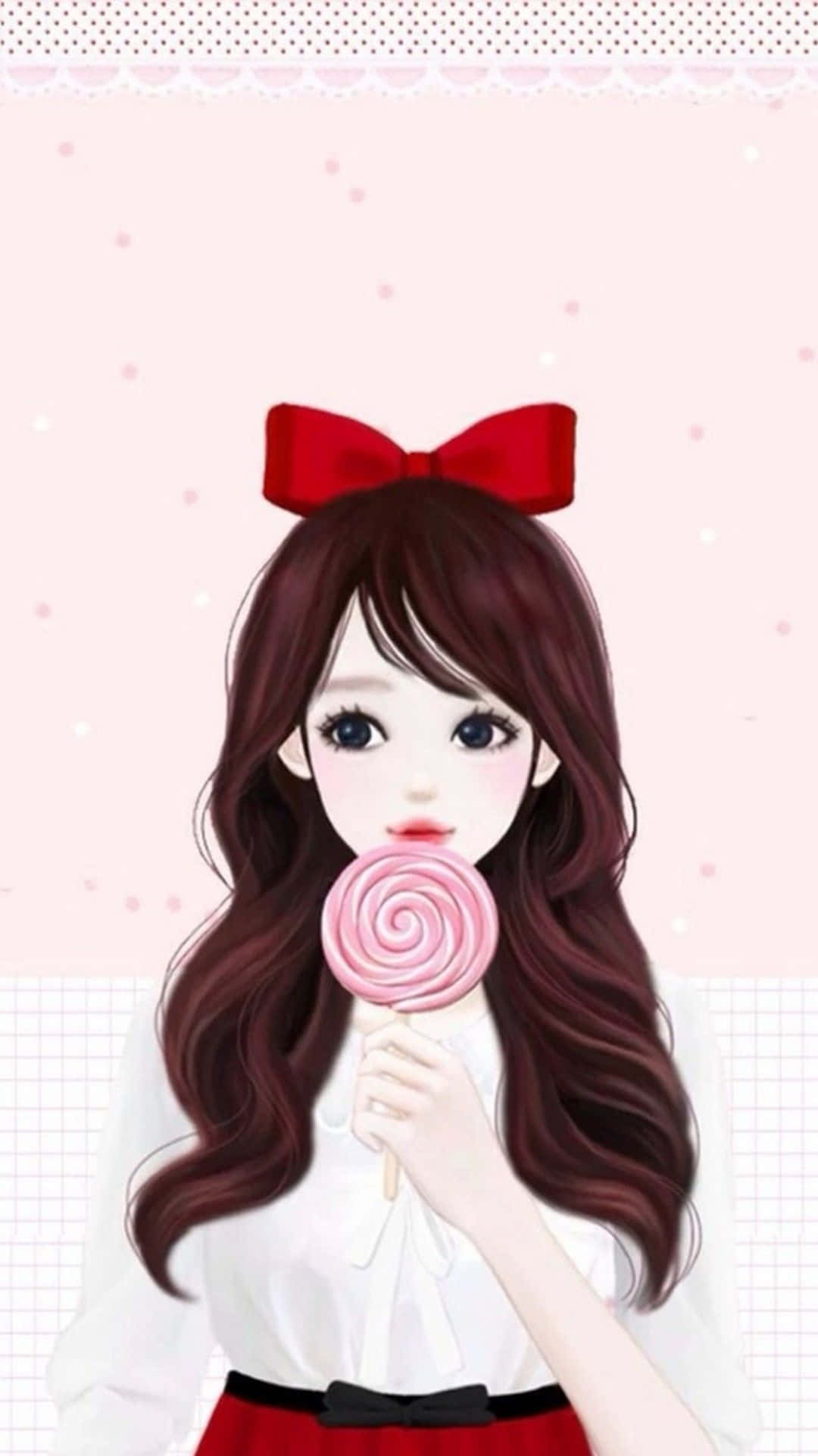 Lolipop Yalayan Güzel Kız Resmi Duvar Kağıdı