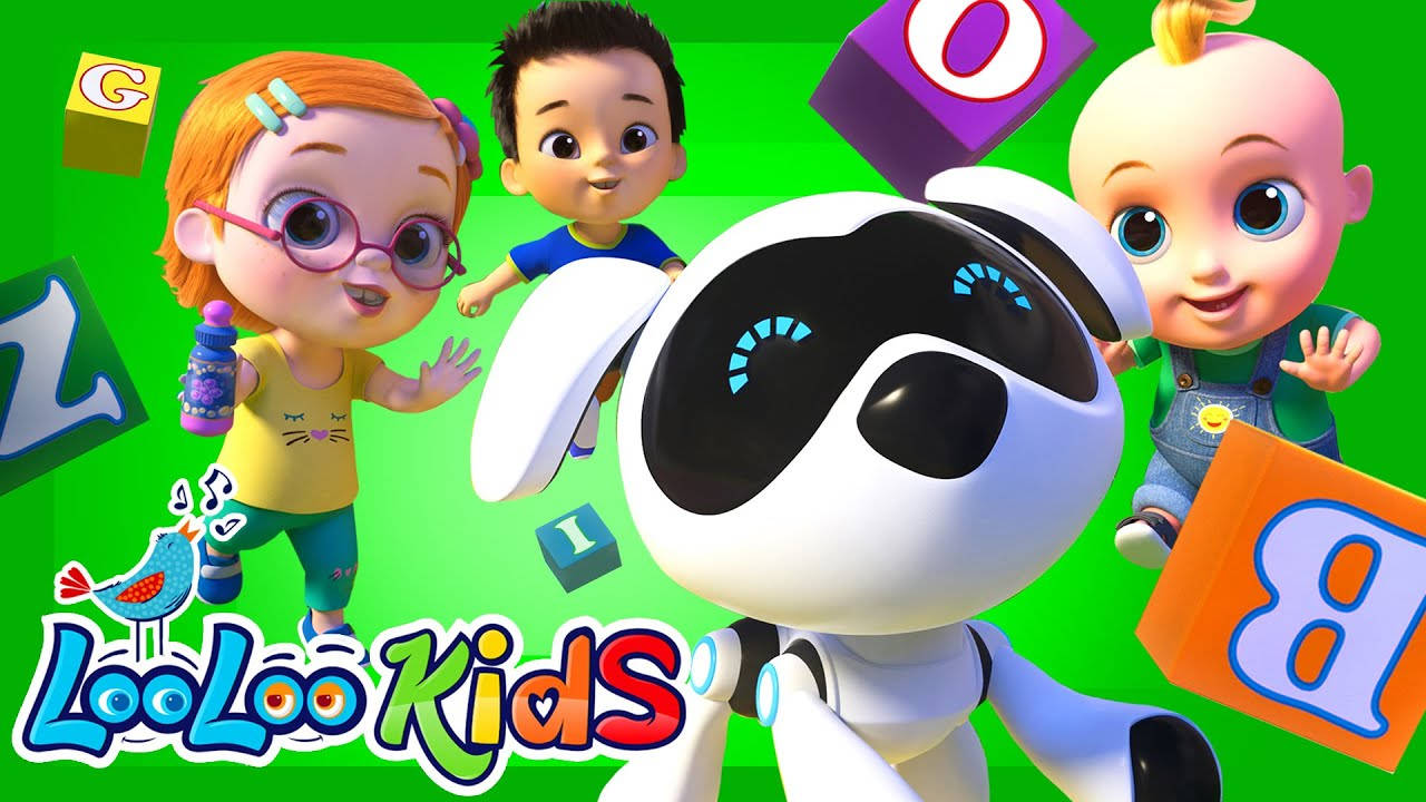 Looloo Kids Robot Köpeği Kovalıyor Duvar Kağıdı