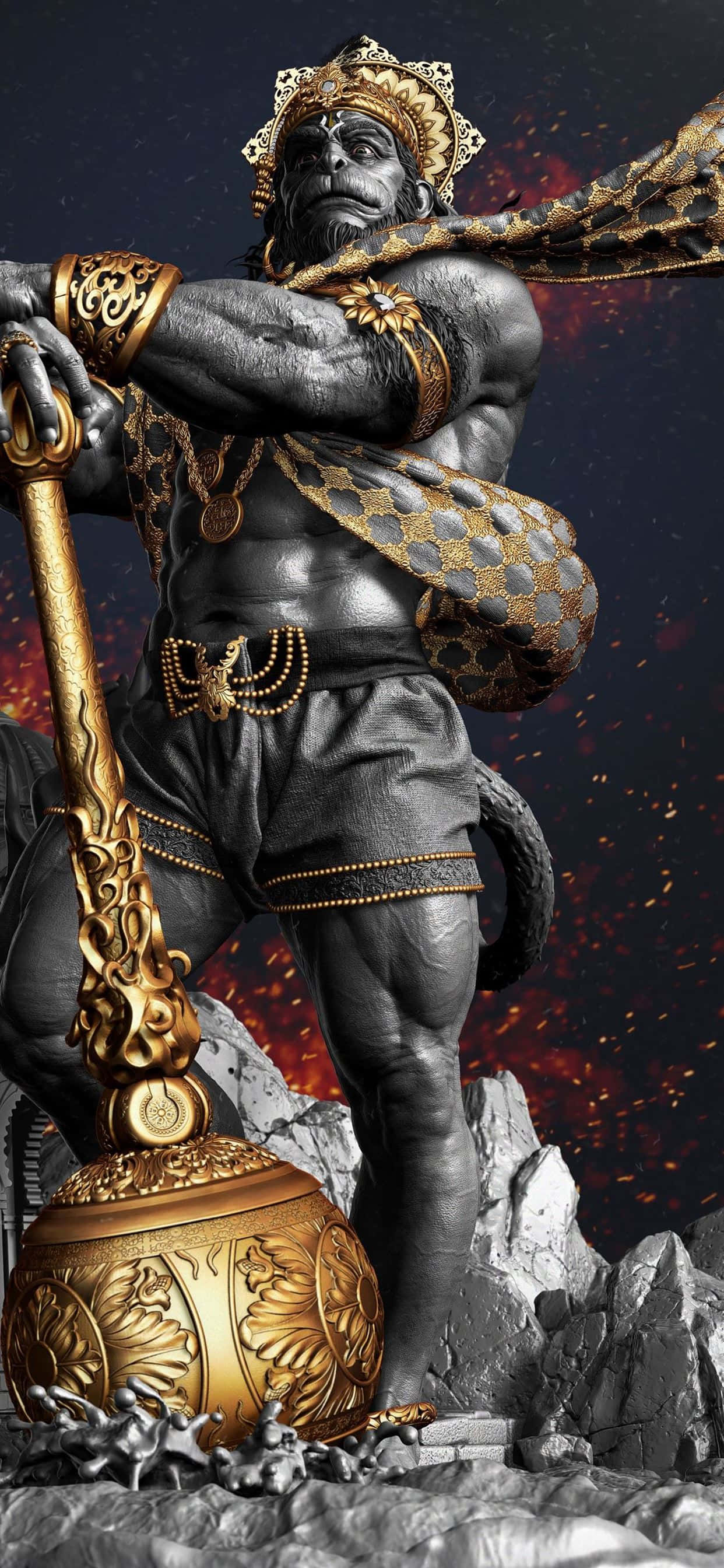 Lord Hanuman Modern Heykel Resmi Duvar Kağıdı