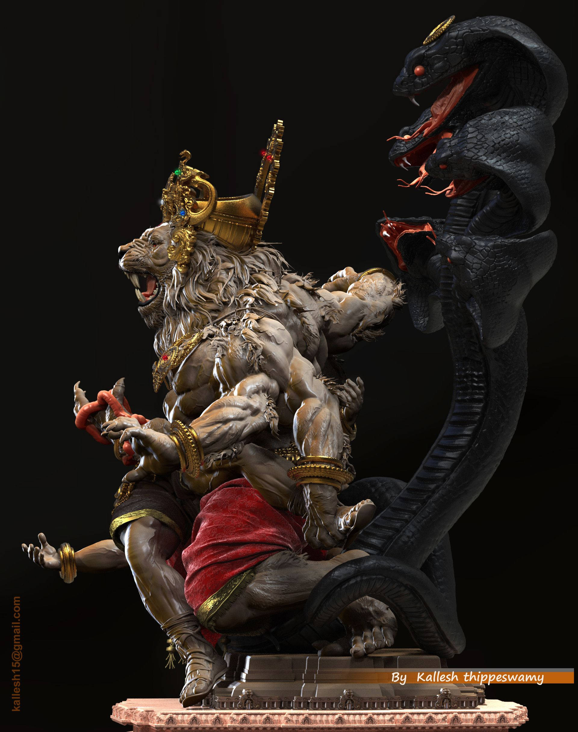 Lord Narasimha Heykeli Duvar Kağıdı