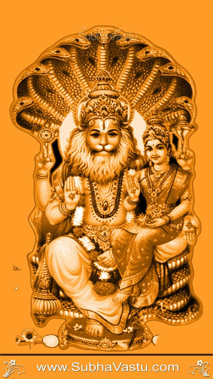 Lord Narasimha Turuncu Estetiği Duvar Kağıdı