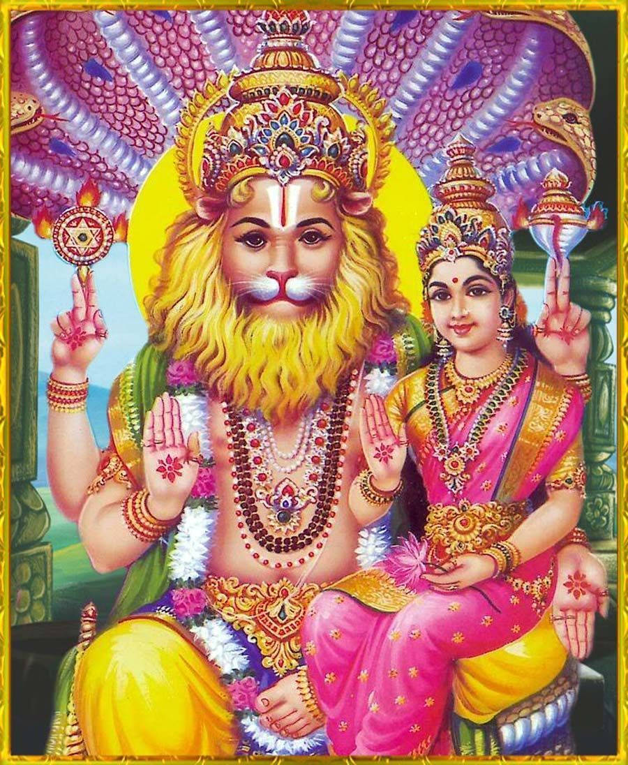 Lord Narasimha ve Lakshmi Duvar Kağıdı