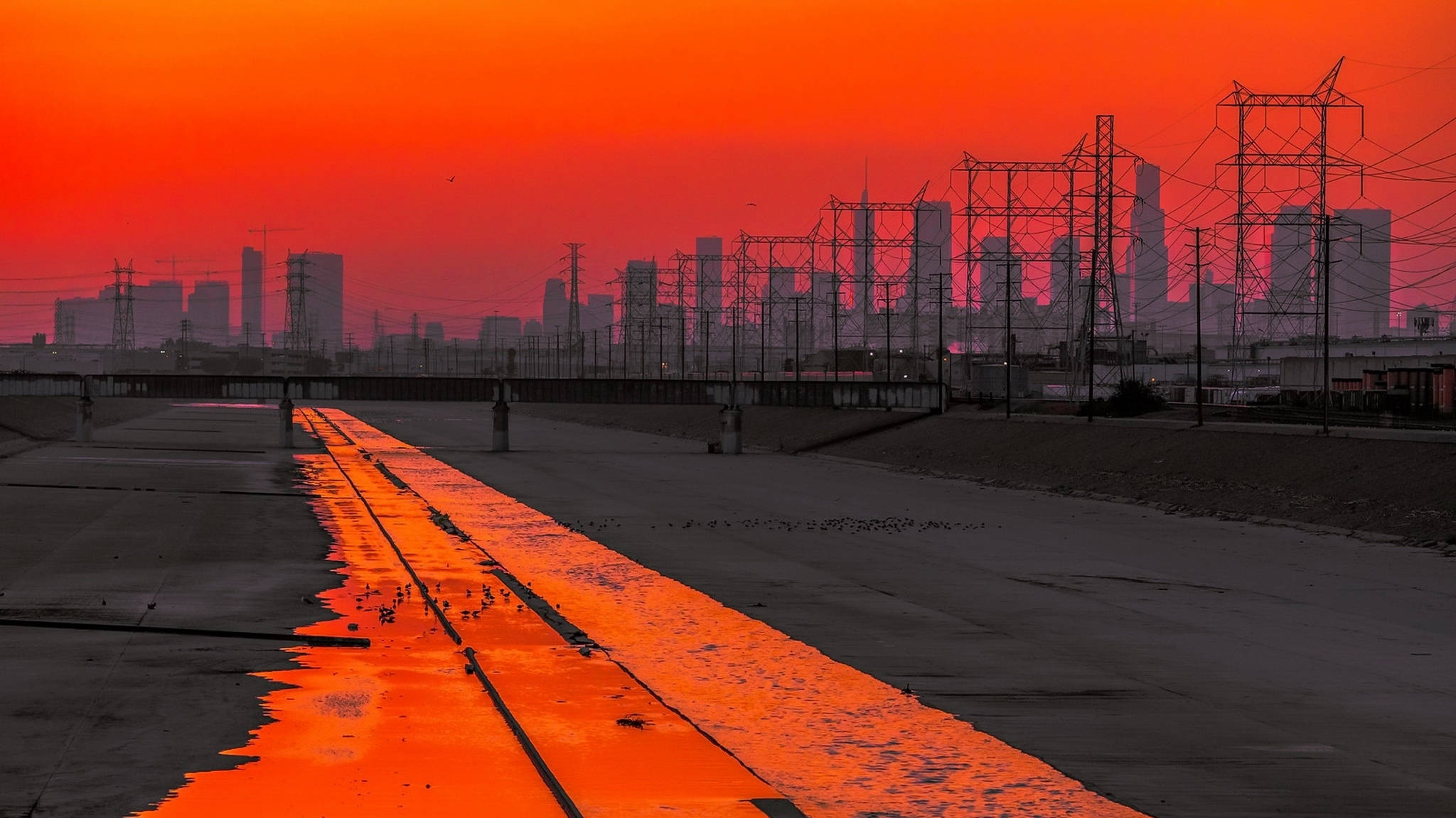 Los Angeles Gün Batımı Otoyolda Duvar Kağıdı