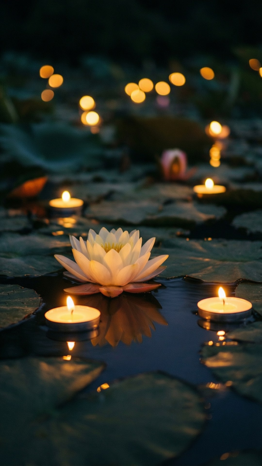 Lotus Göleti Mumları Duvar Kağıdı