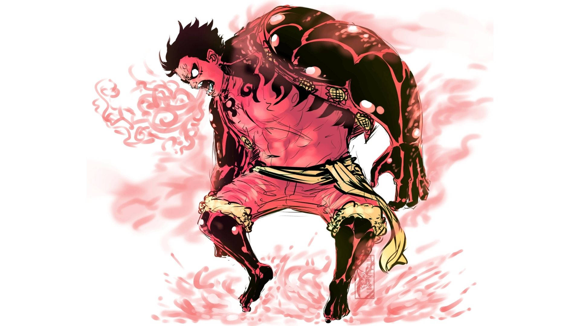 Luffy Gear 4 Kırmızı Vücut Duvar Kağıdı
