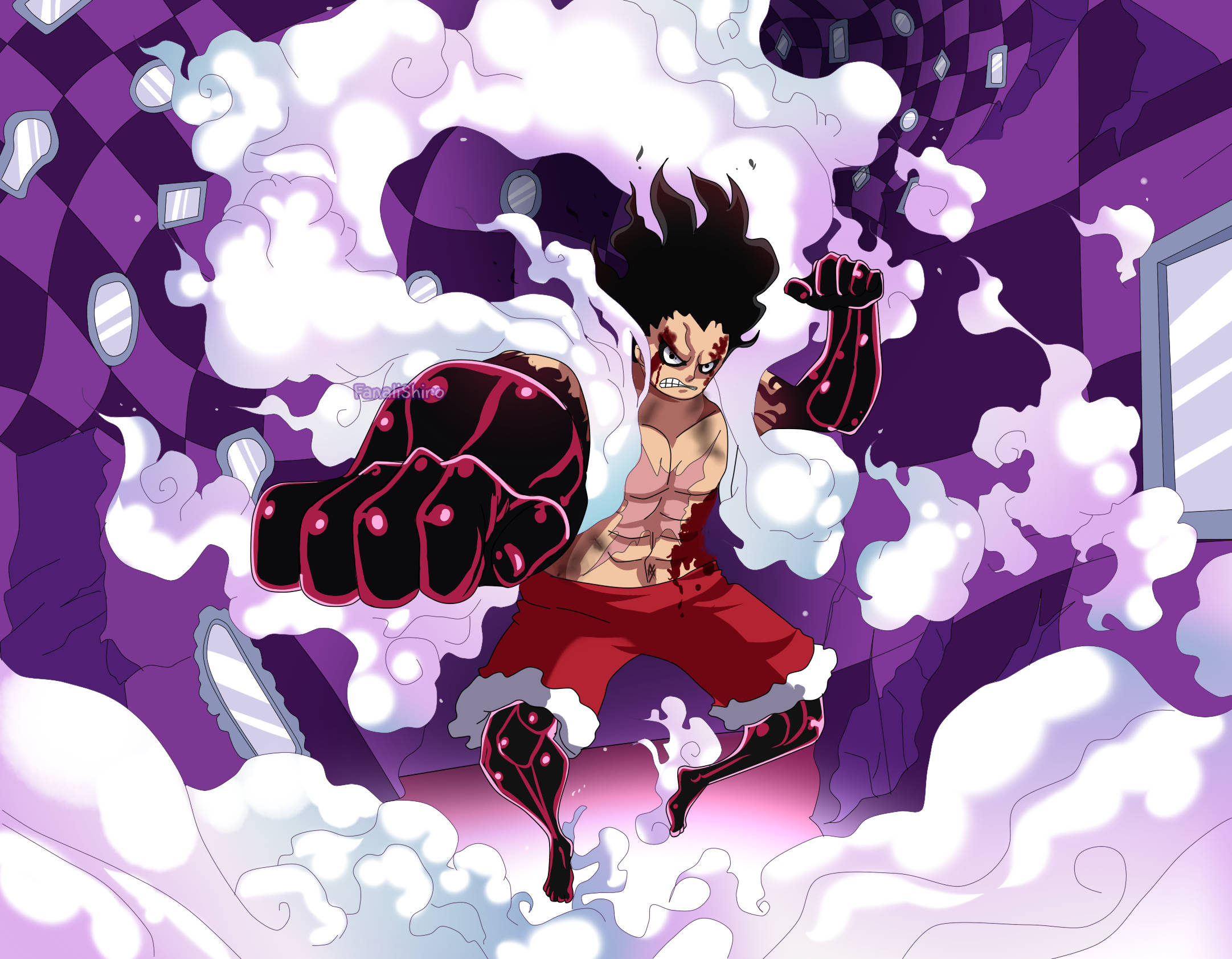 Luffy Gear 4 Mor Poster Duvar Kağıdı