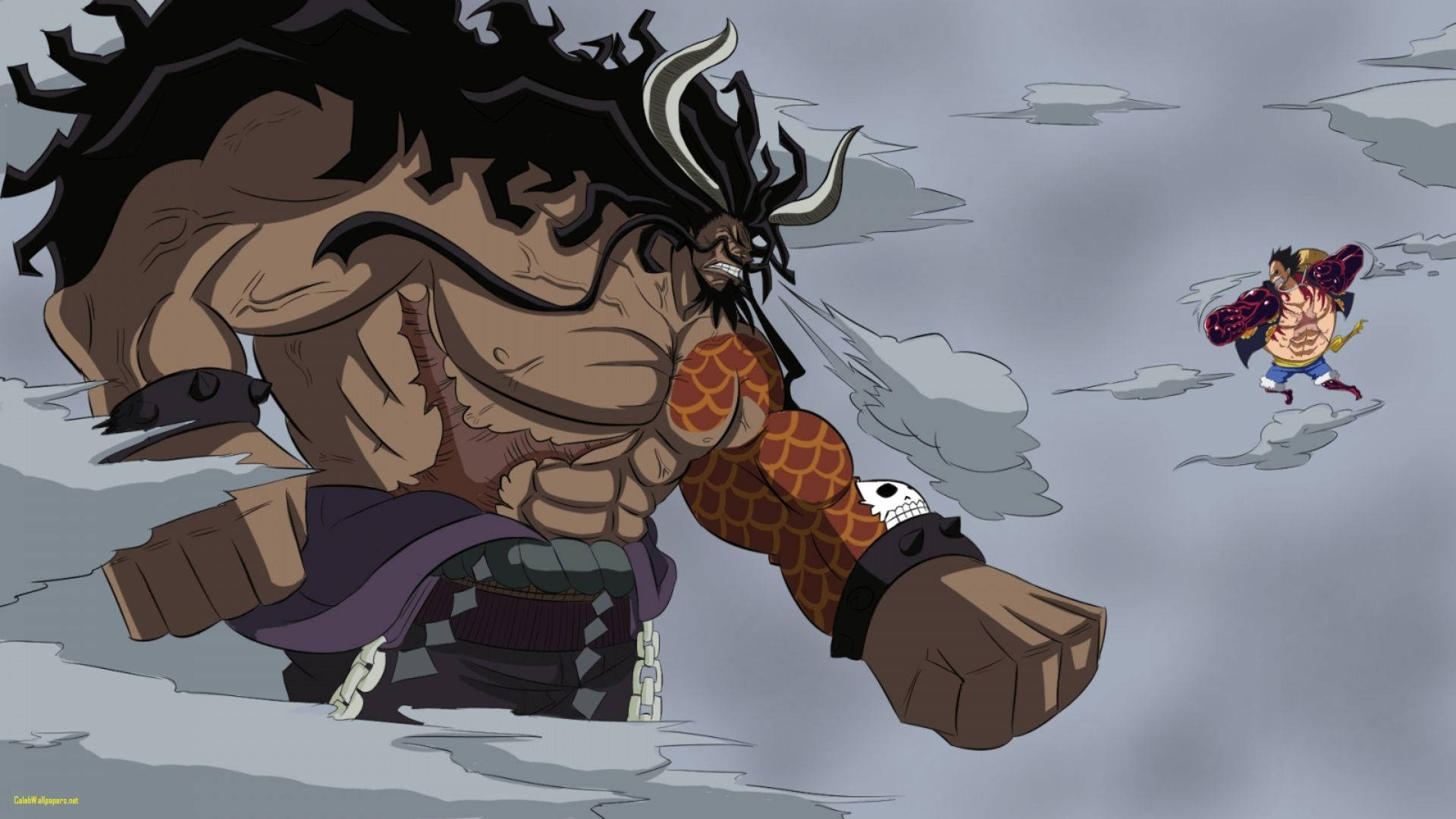 Luffy Gear 4 ve Kaido İnsan Formu Duvar Kağıdı