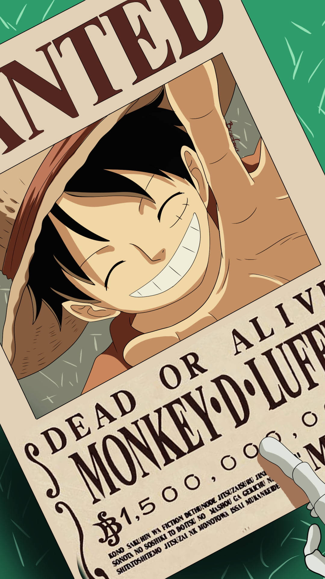 Luffy Gülümseyen Aranan Poster Duvar Kağıdı