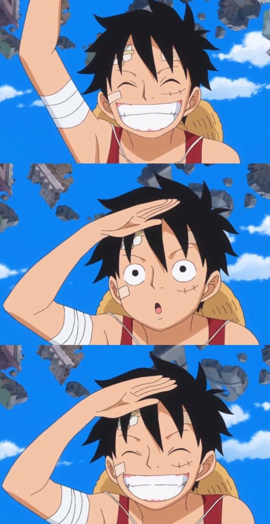 Luffy'nin Elini Alnına Koyarak Gülümsemesi Duvar Kağıdı