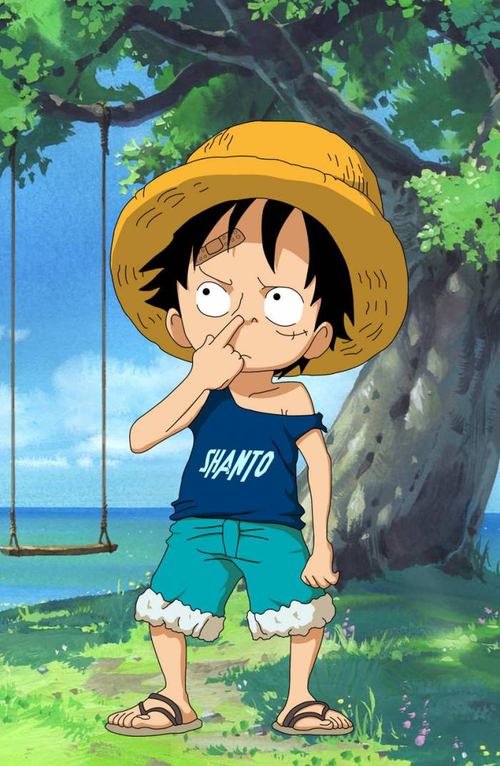 Luffy'nin Plajda Komik Pozu Duvar Kağıdı
