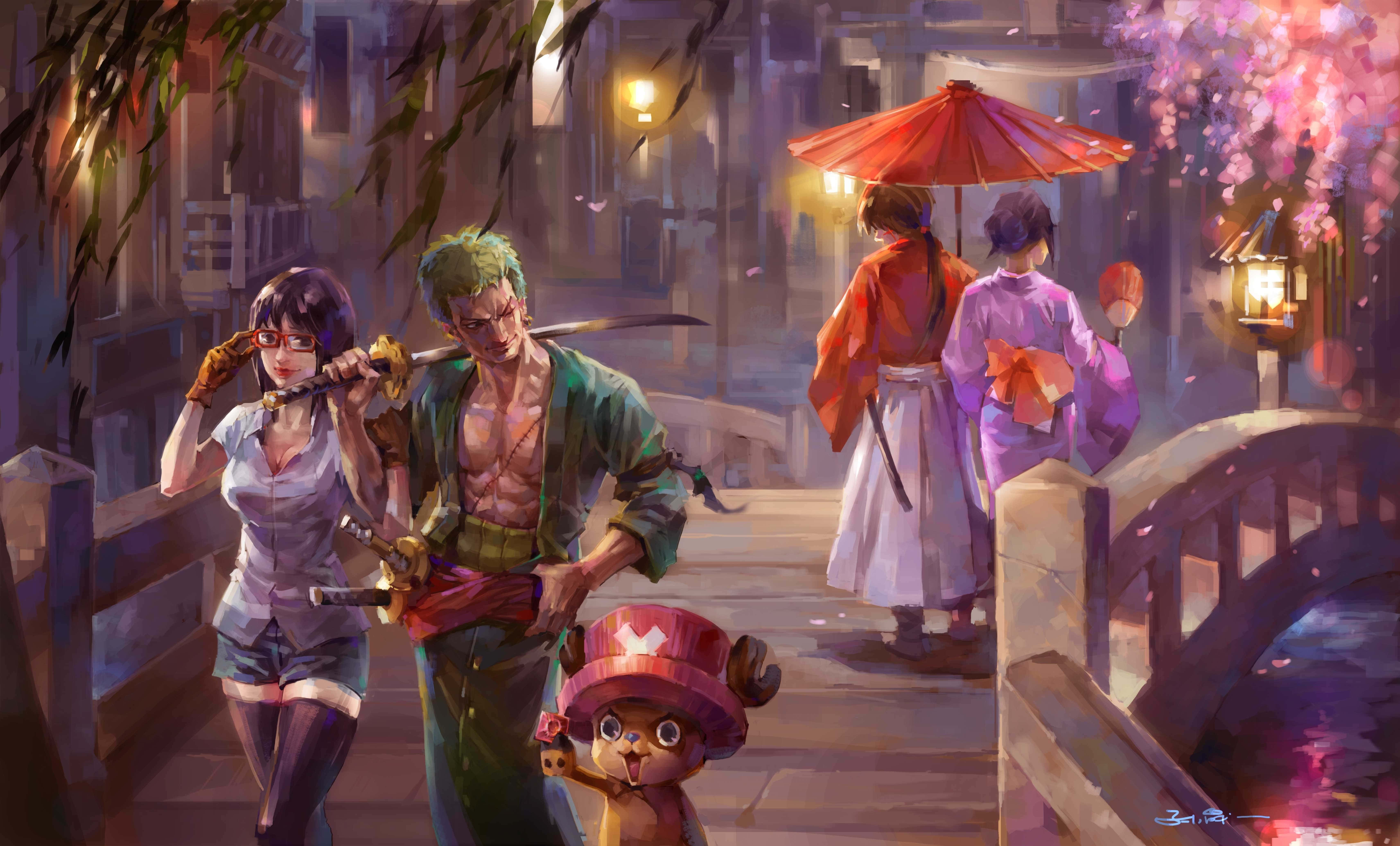 Luffy, sonraki maceraya hazırlanıyor ve güçleniyor. Duvar Kağıdı