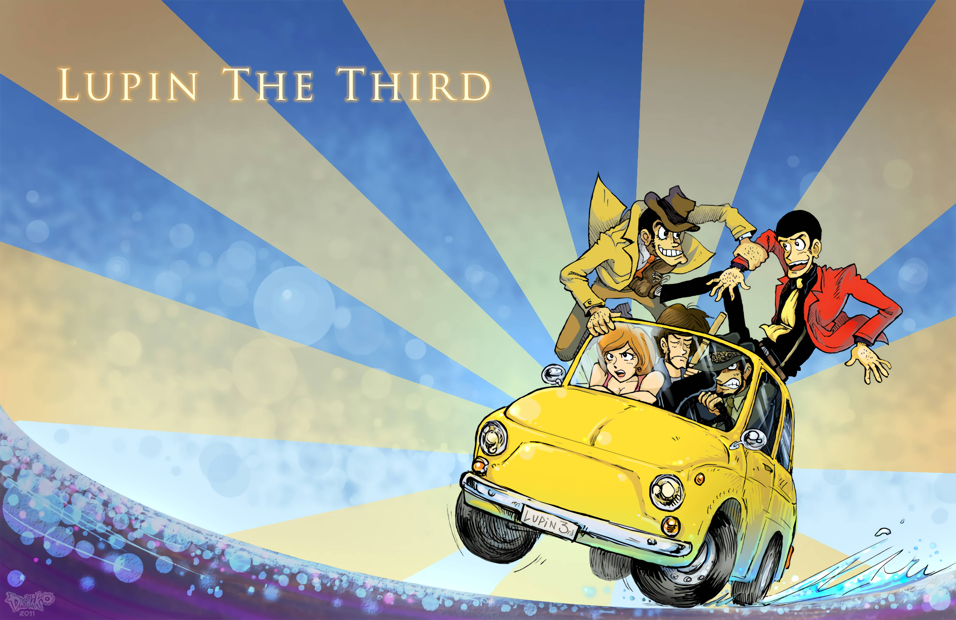 Lupin Karakterleri Bir Arabada Anime Duvar Kağıdı