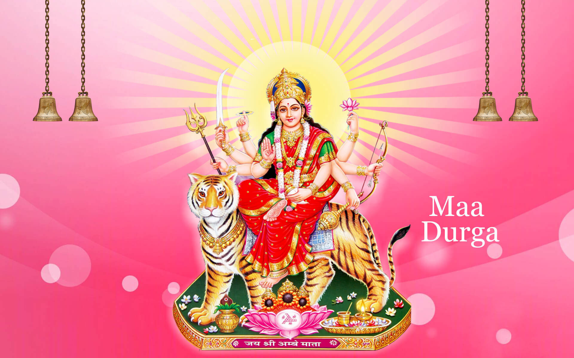 Maa Sherawali Hindu Tanrıçası Pembe Estetik Duvar Kağıdı