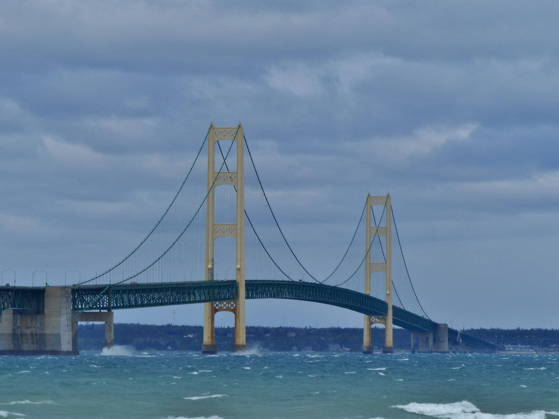 Mackinac Köprüsü Dalgalar Üzerinde Duvar Kağıdı