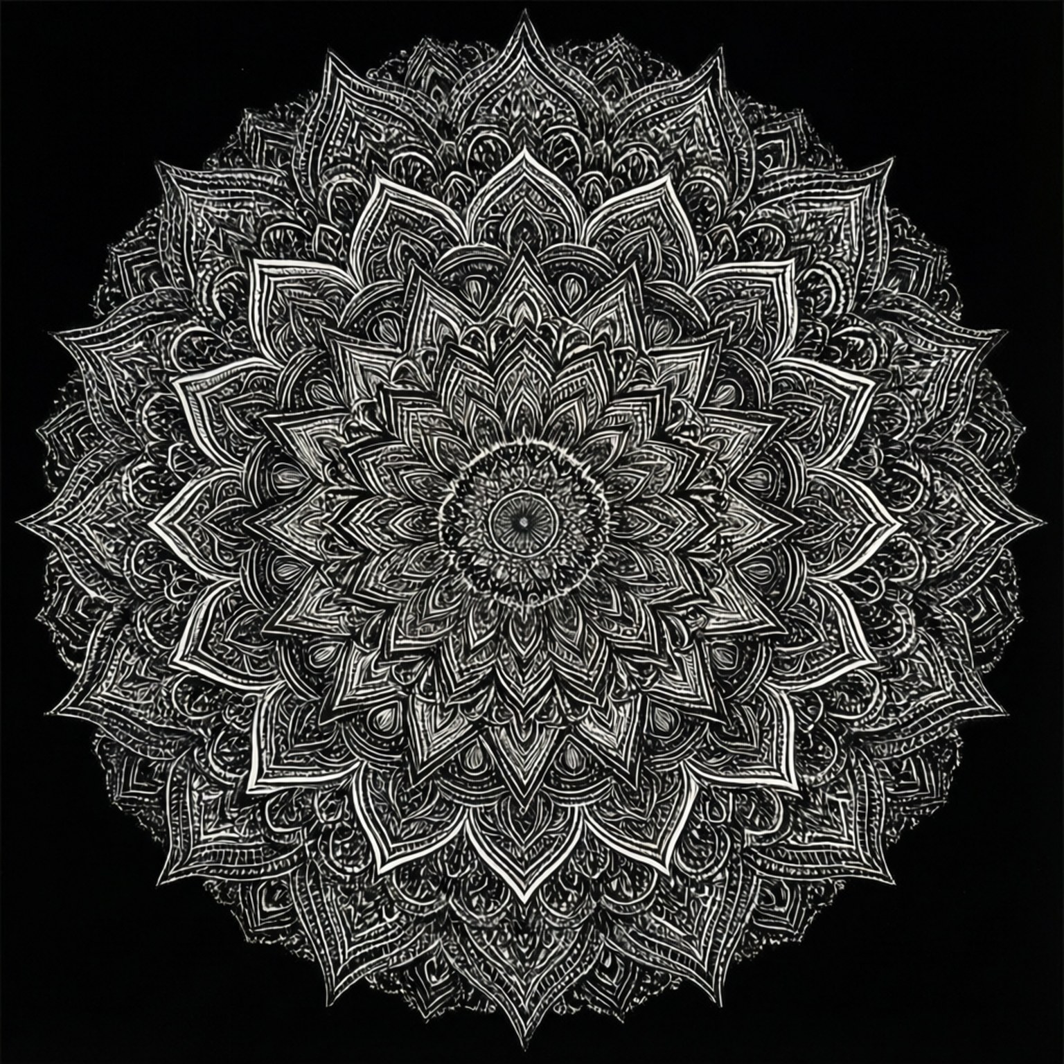 Mandala Siyah Beyaz Duvar Kağıdı
