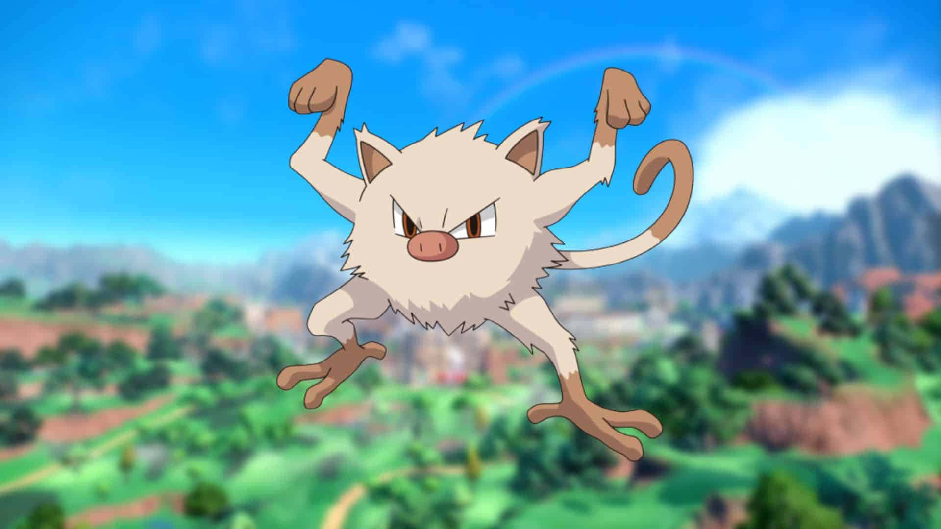 Mankey Evrimleşmemiş Primeape 2D İllüstrasyon Duvar Kağıdı