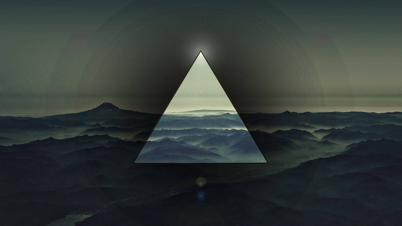 Manzaralı Bir Dağ Manzarasının Üzerinde Polyscape Sanatı Duvar Kağıdı