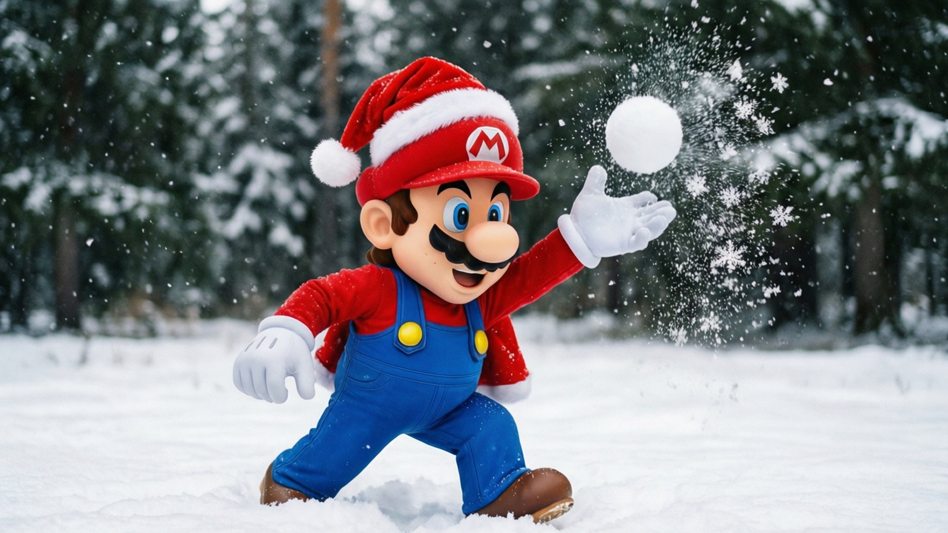Mario'nun Kış Eğlencesi Duvar Kağıdı