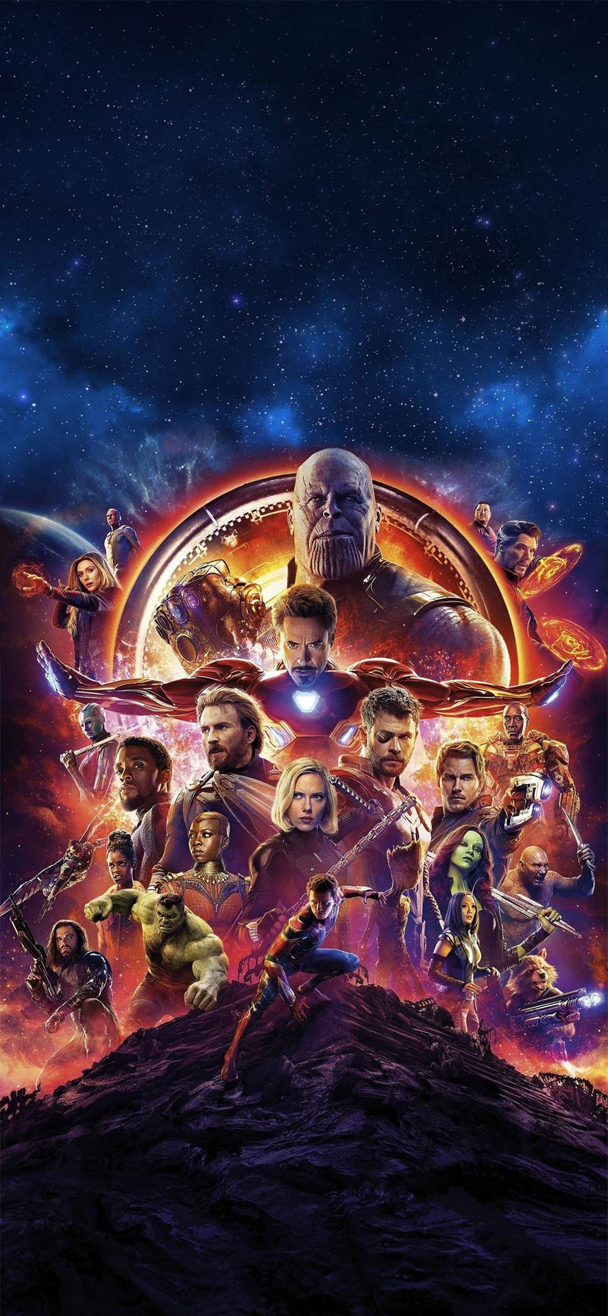 Marvel 4K Telefon Yenilmezler Sonsuzluk Savaşı Uzayda Duvar Kağıdı