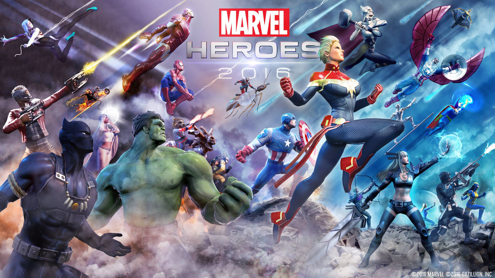 Marvel Süper Kahramanları 2016, düşmanlara saldırırken yukarı bakıyor.