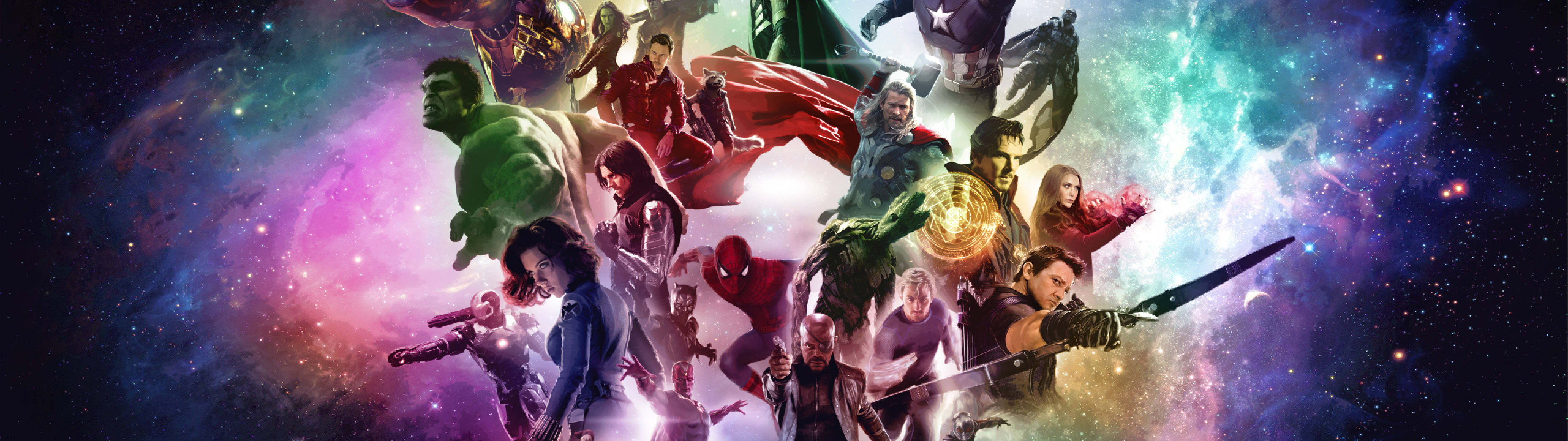 Marvel Kahramanları Bir Arada 5120 x 1440 Duvar Kağıdı