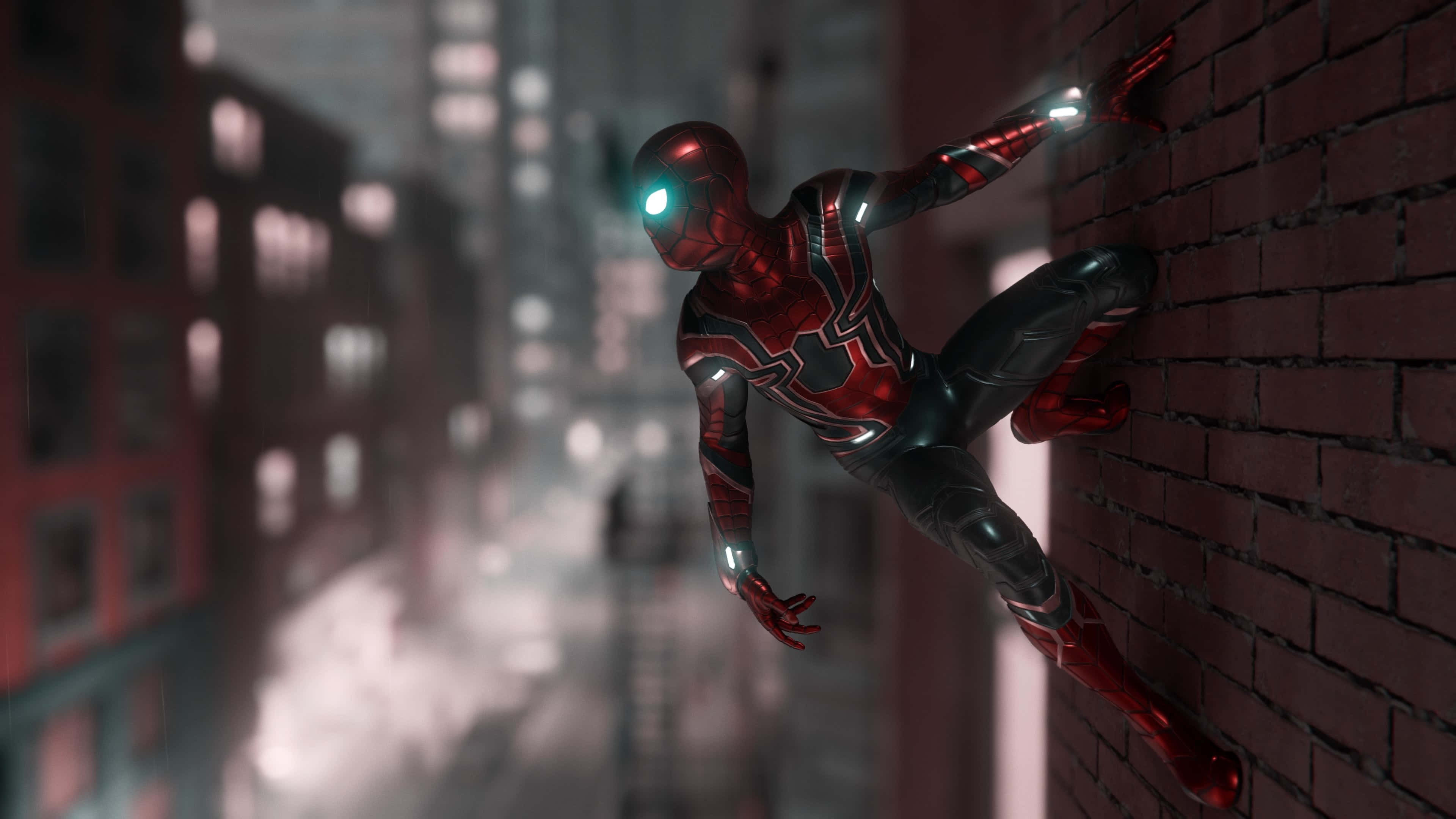 Marvel PS4 Spiderman Duvara Yaslanmış Poz Veriyor Duvar Kağıdı