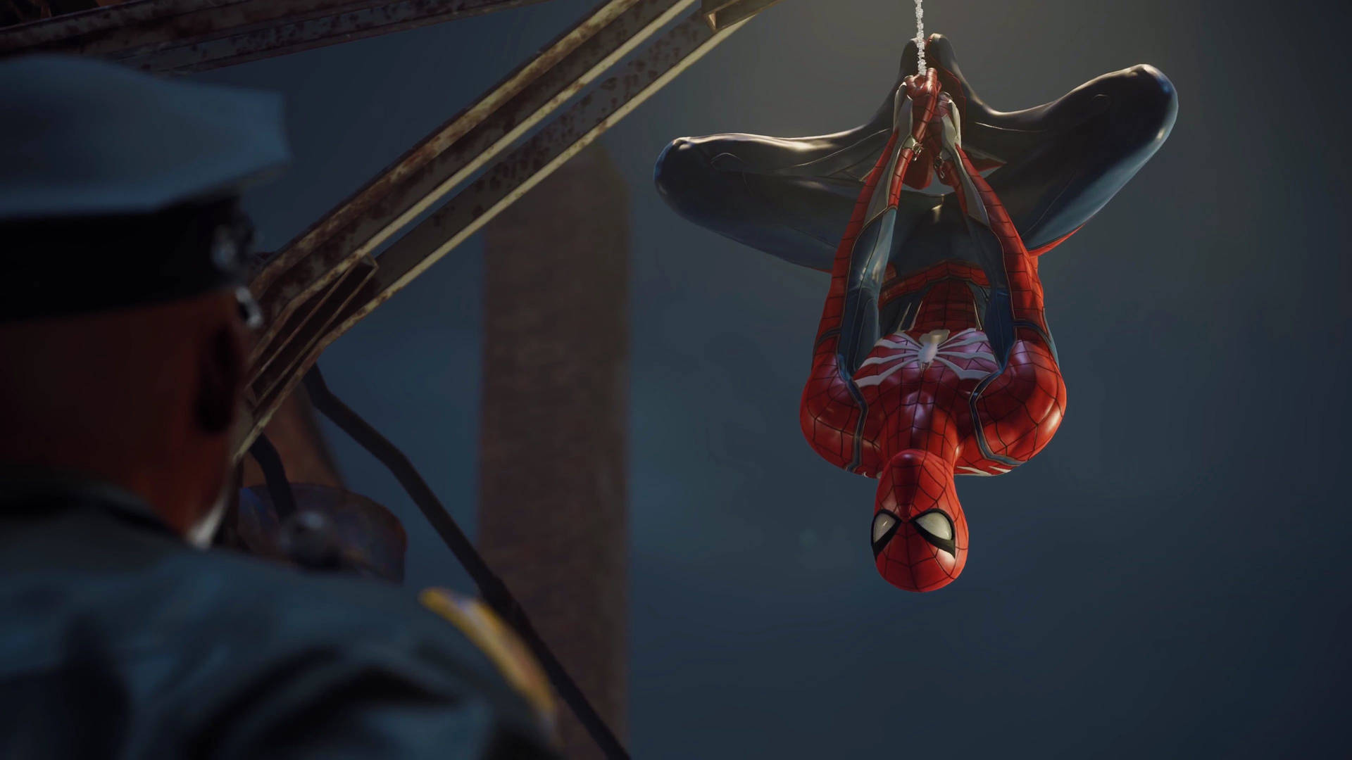 Marvel Spiderman Ters Asılı 4K PS4 Duvar Kağıdı