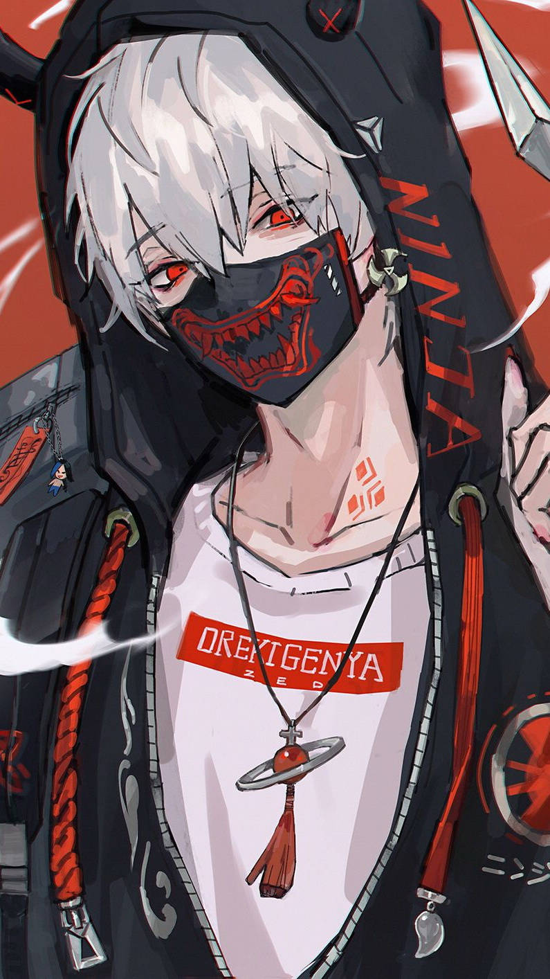 Maskeli Çocuk Sert Anime Profil Fotoğrafı Duvar Kağıdı