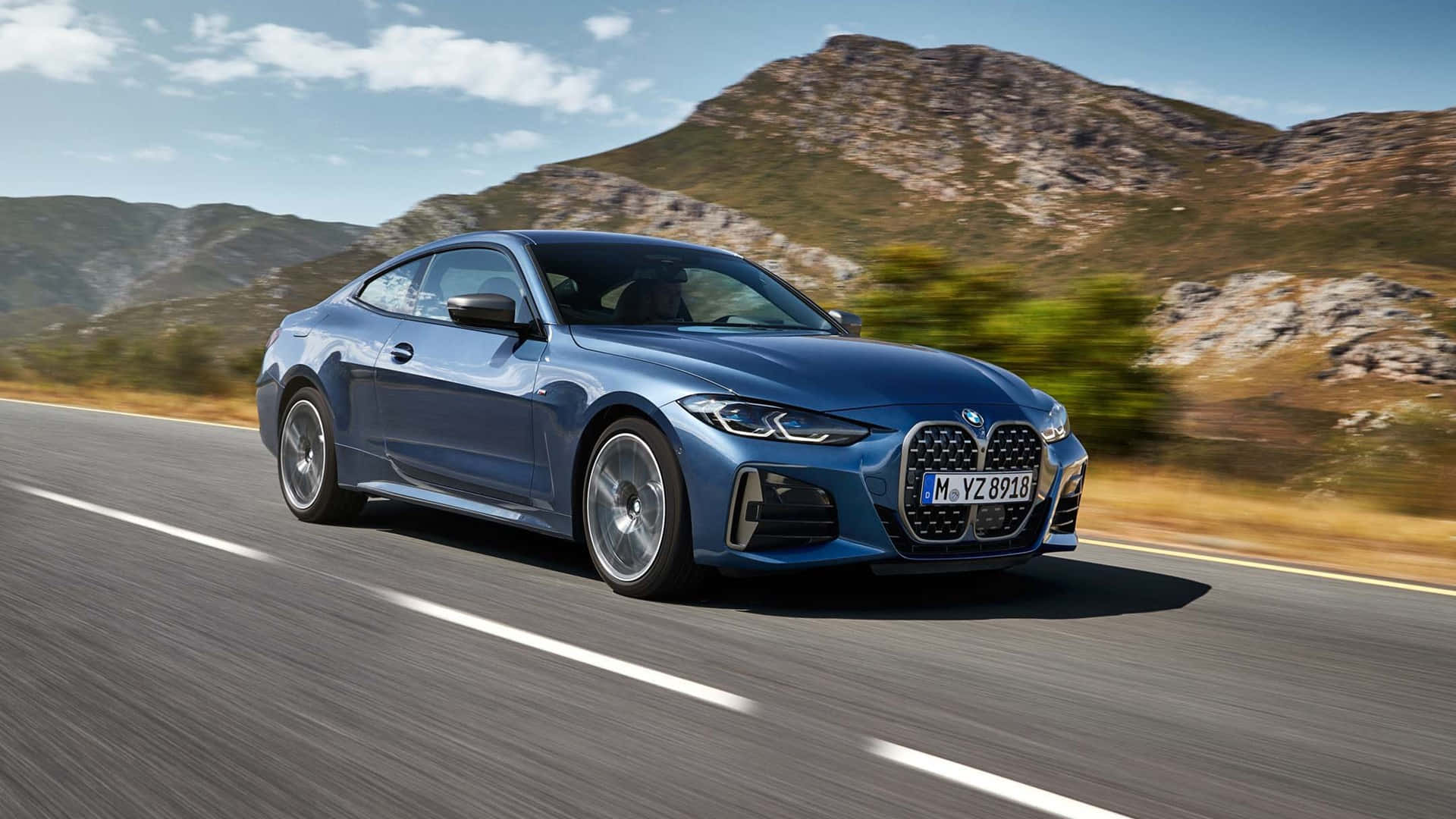 Mavi 2021 BMW M4 1920x1080 M Serisi Arka Plan Duvar Kağıdı
