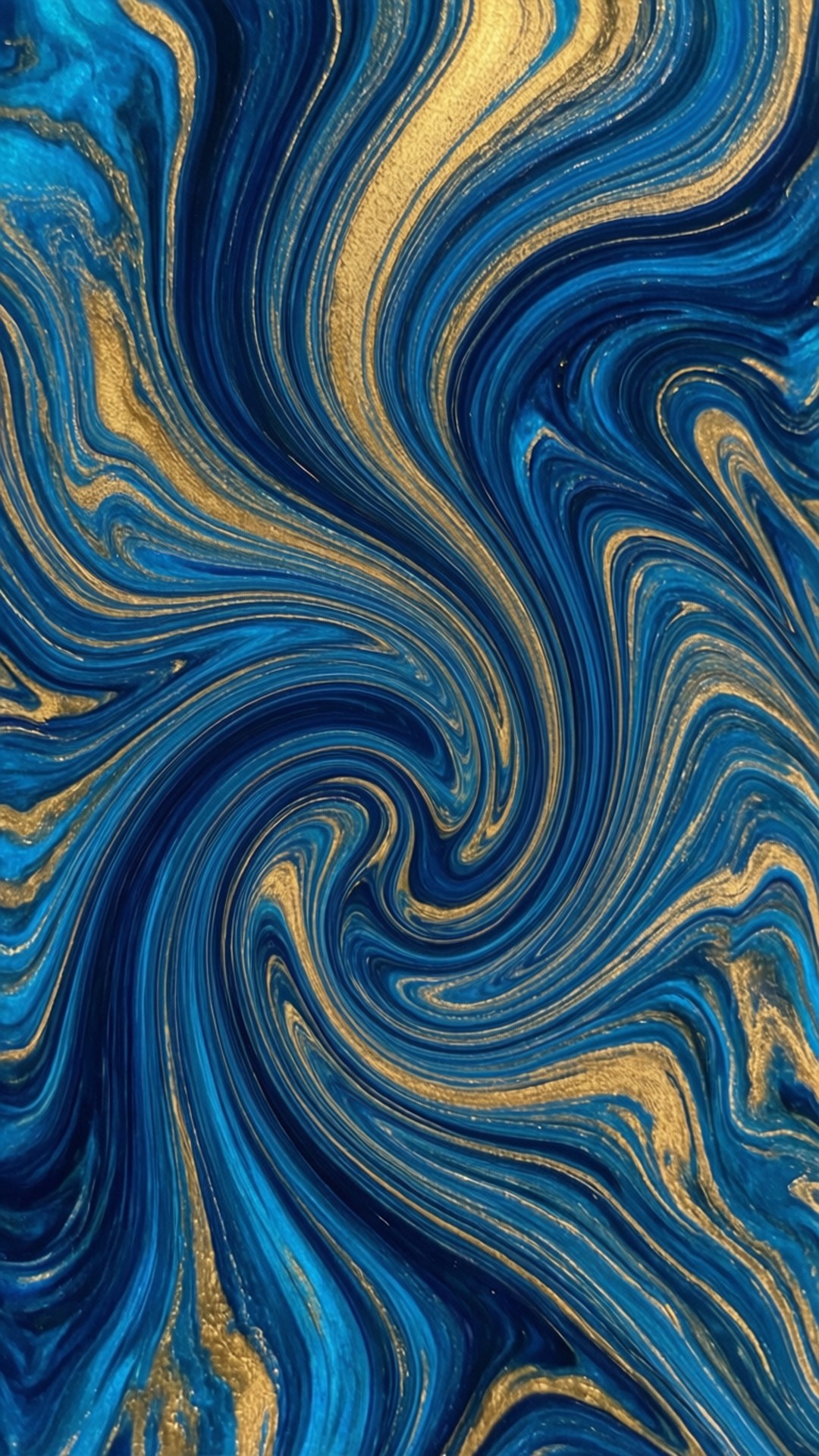 Mavi Altın Akışkan Sanat Duvar Kağıdı