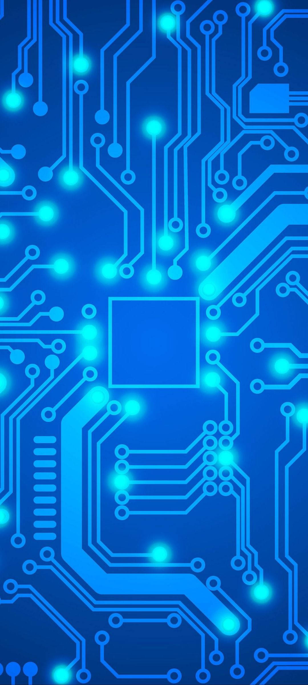 Mavi Anakart Neon Telefon Duvar Kağıdı