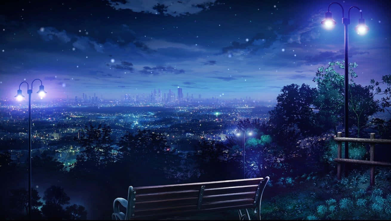 Mavi Anime Japon Manzarası Duvar Kağıdı