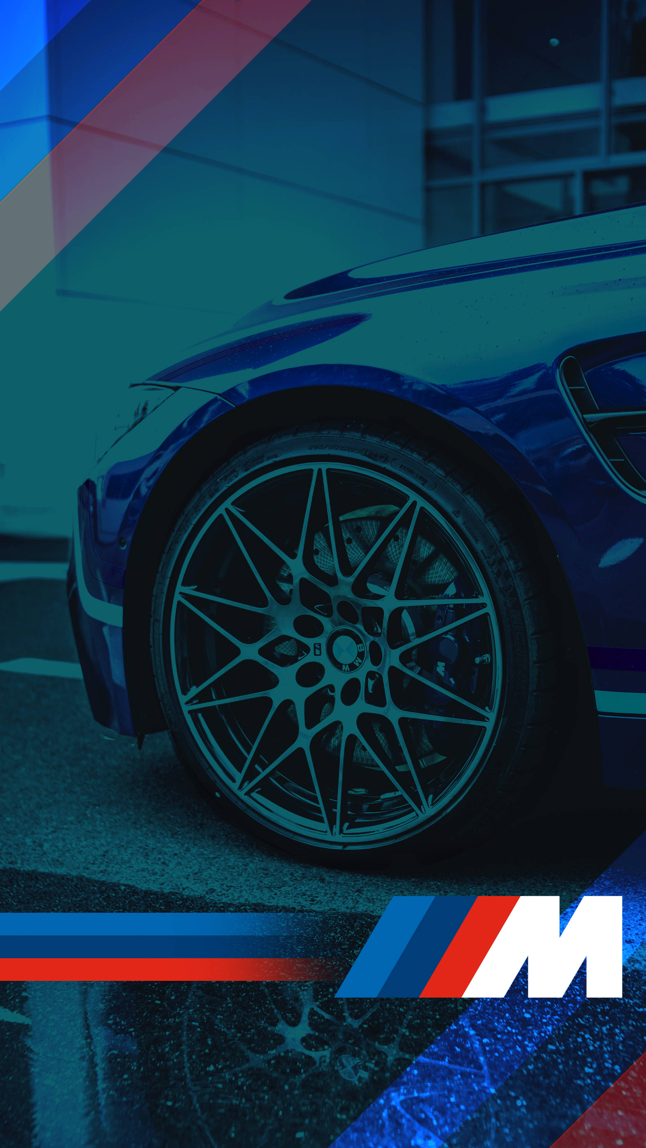 Mavi Araba Lastiği BMW M Logosu Duvar Kağıdı
