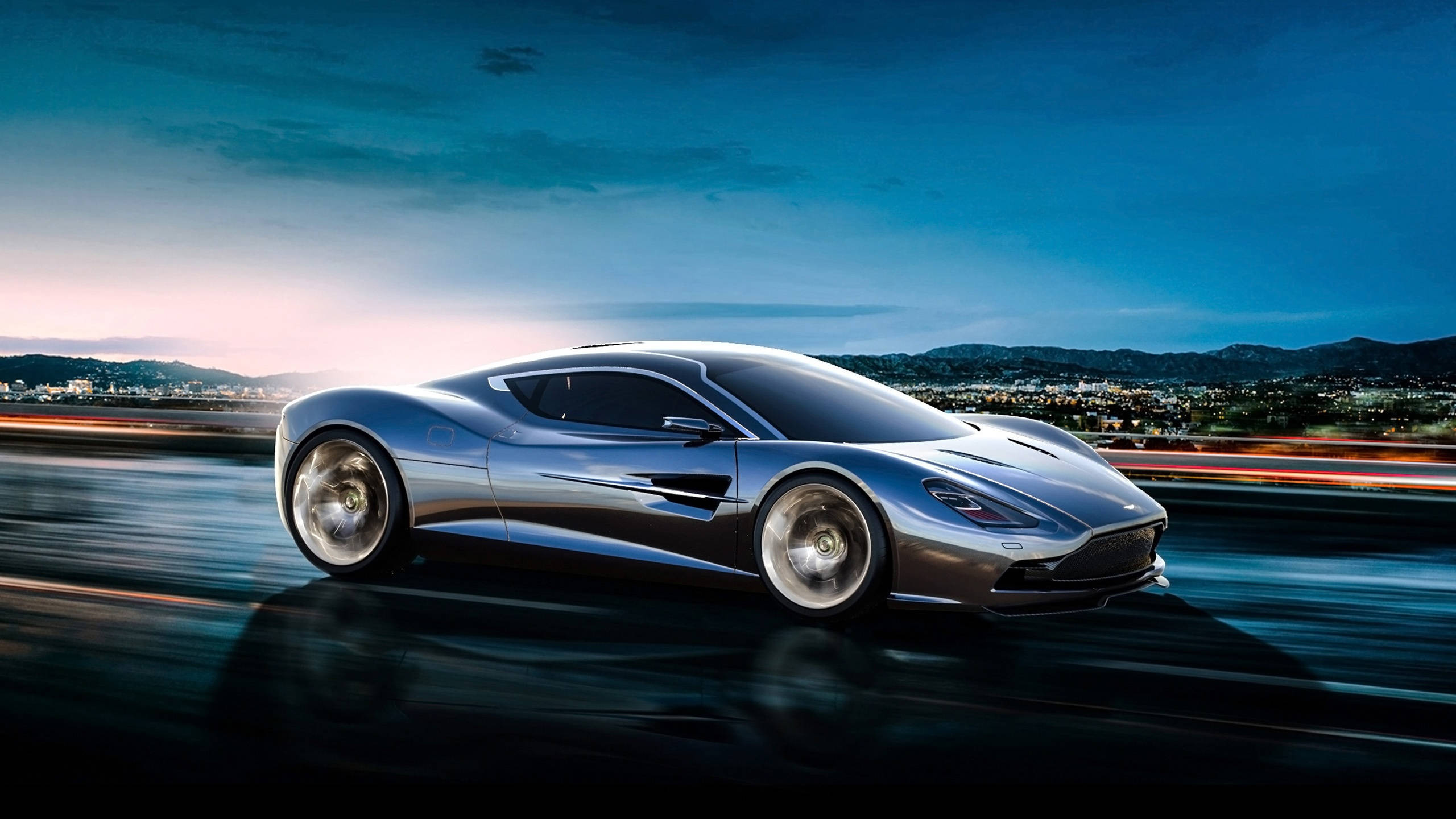 Mavi Aston Martin Havalı Araba Duvar Kağıdı