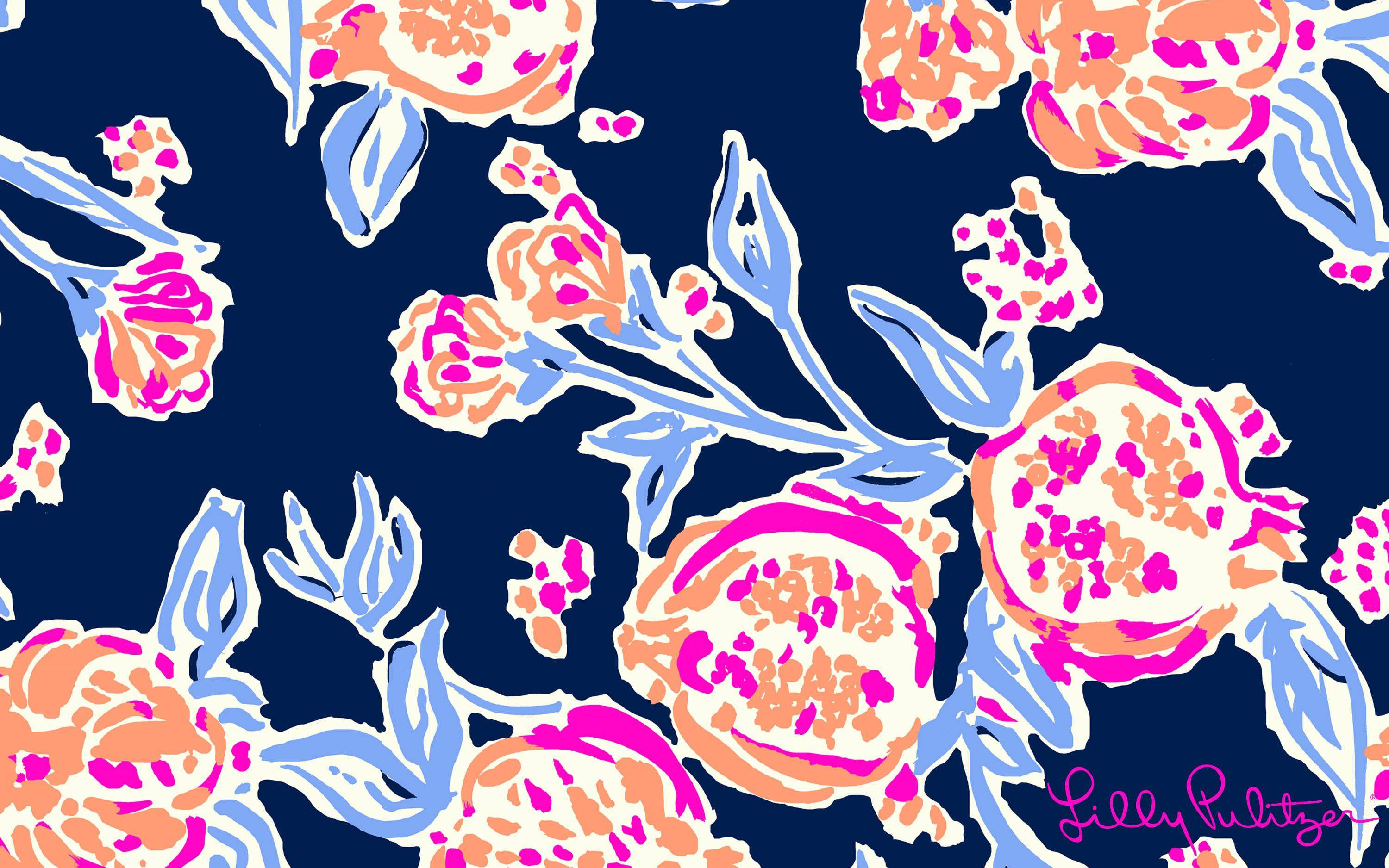 Mavi Çiçekli Lilly Pulitzer Masaüstü Duvar Kağıdı