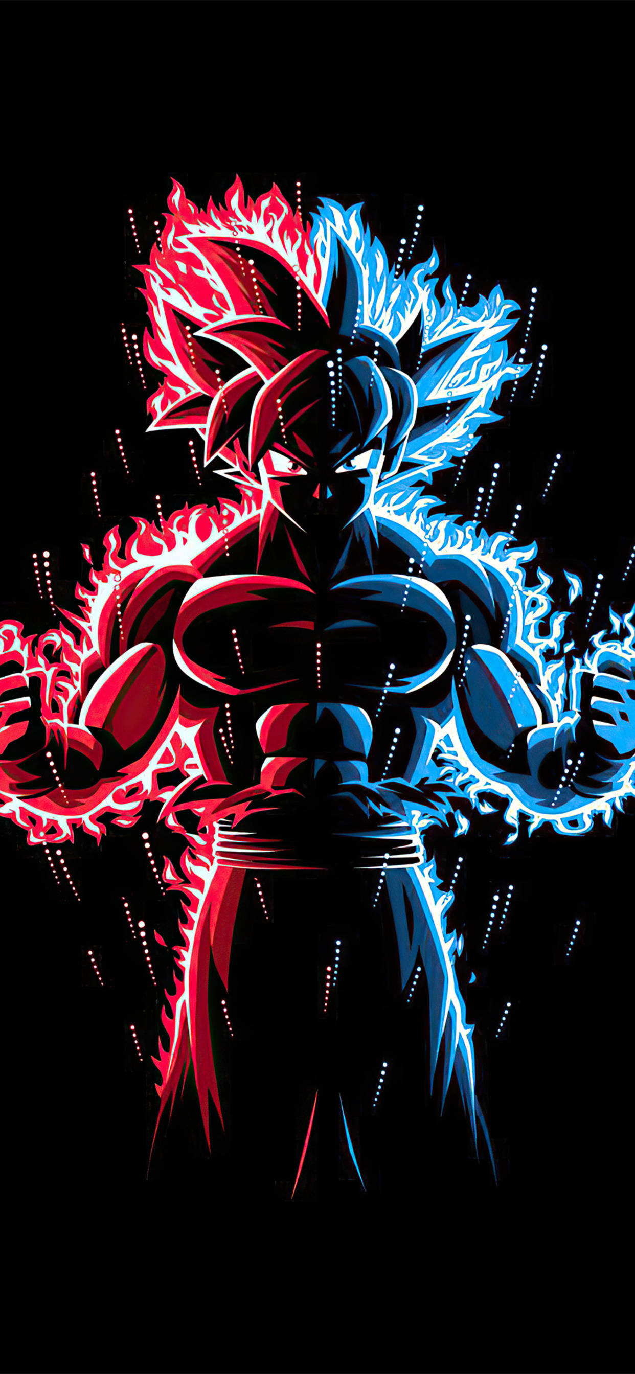Mavi Kırmızı Goku Dragon Ball Z iPhone Duvar Kağıdı