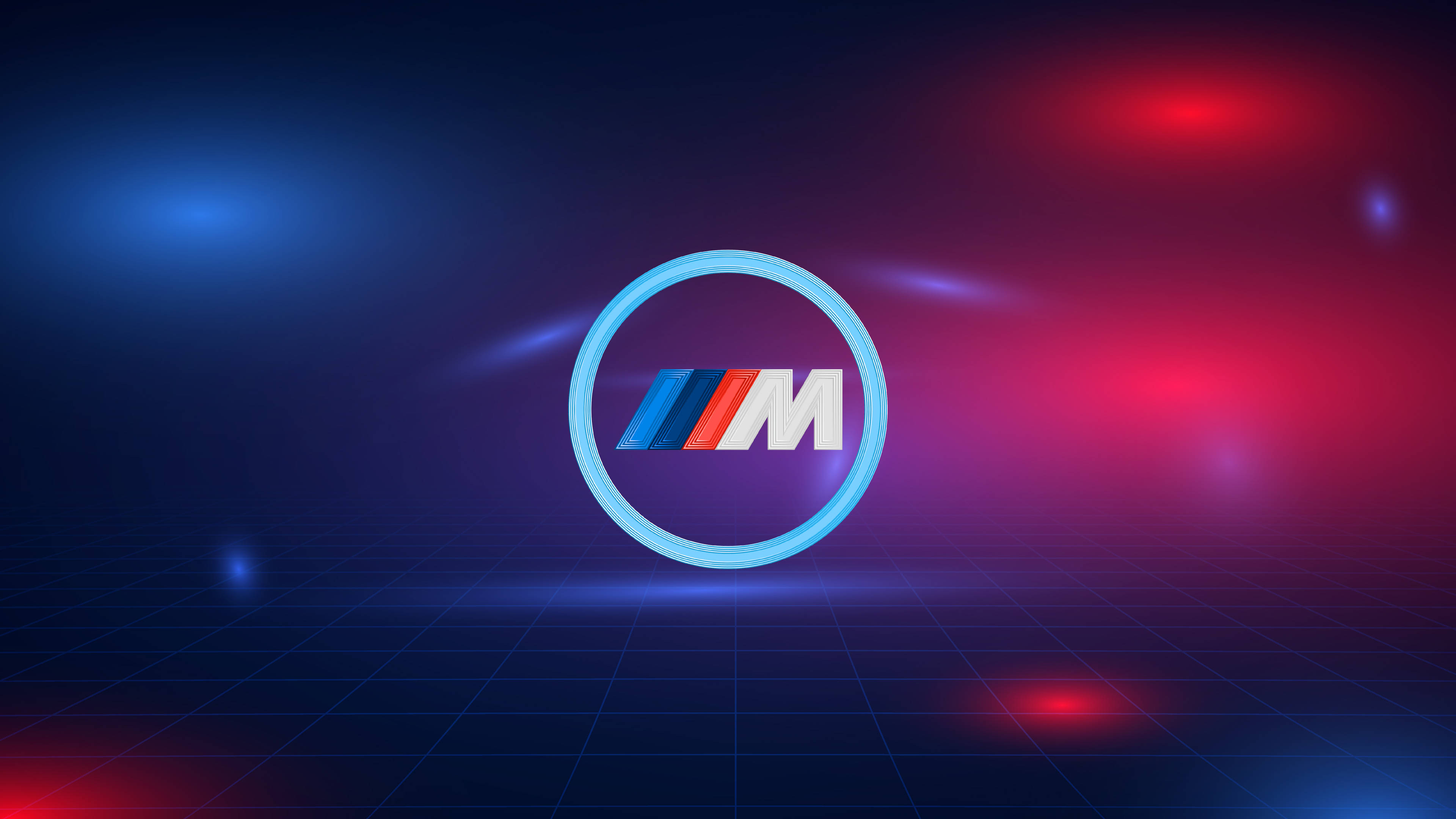 Mavi Kırmızı Işıklı BMW M Logosu Duvar Kağıdı