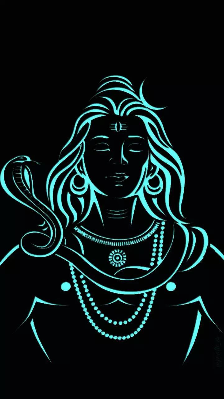 Mavi Mahadev Rudra Avatar Çizimi Duvar Kağıdı