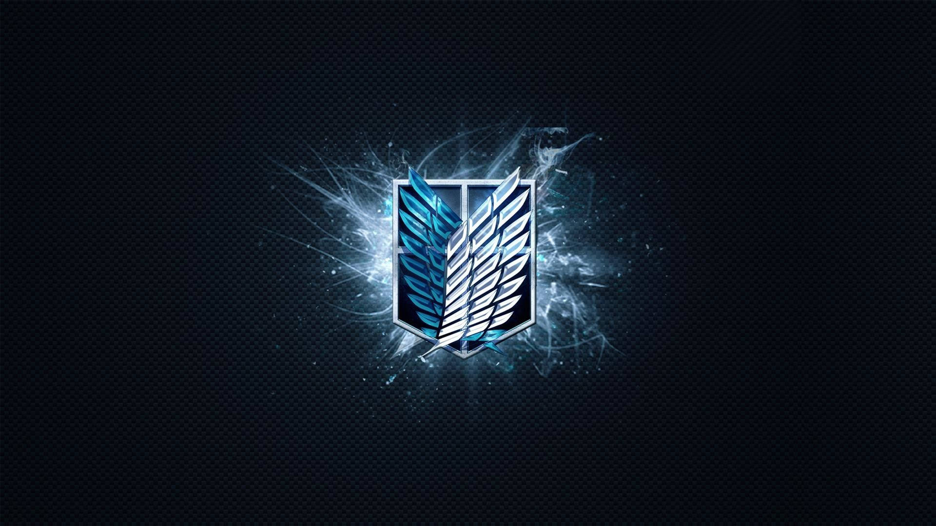 Mavi Özgürlük Kanatları Attack on Titan Logosu Duvar Kağıdı