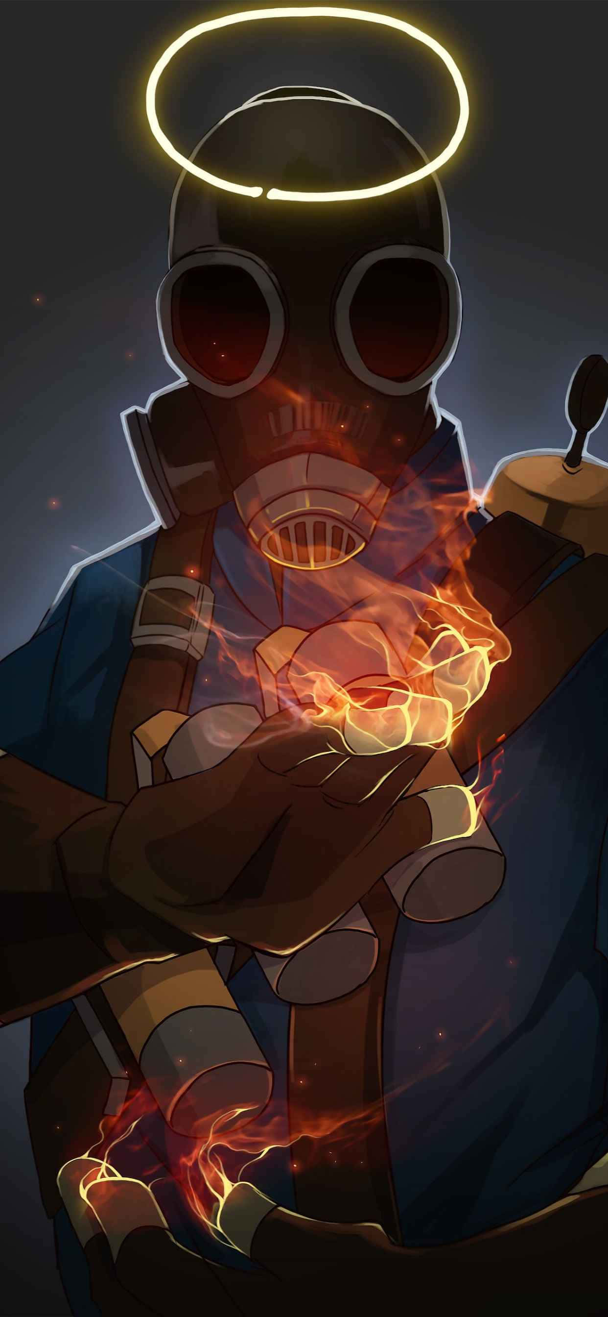 Mavi Pyro Kare iPhone Xs Max Team Fortress 2 Duvar Kağıdı