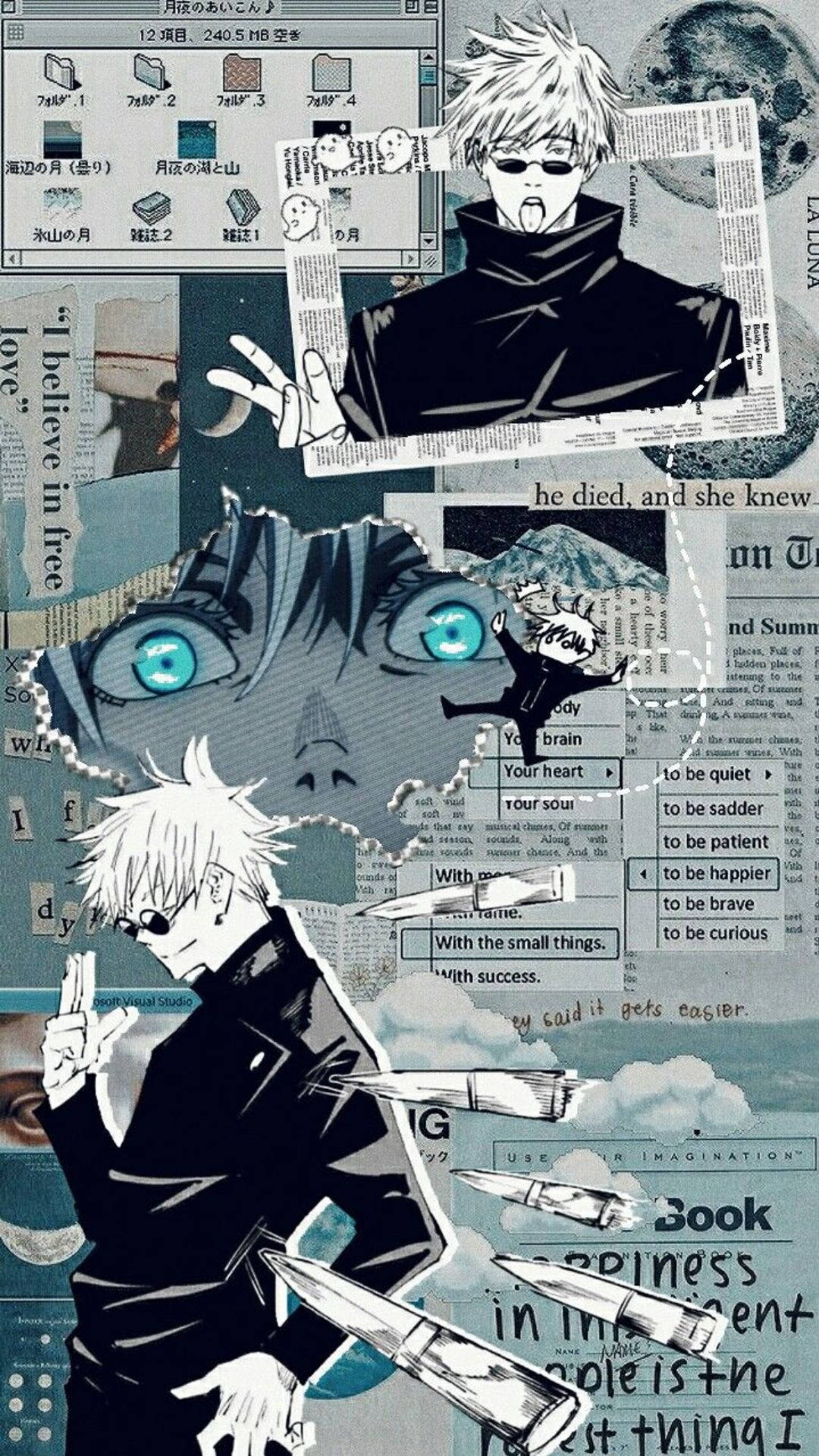Mavi Satoru Gojo Karalama Defteri Kolajı Jujutsu Kaisen Telefon Duvar Kağıdı