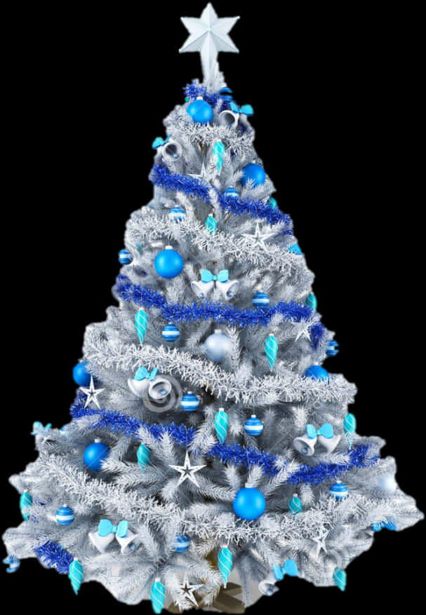 Mavi ve Beyaz Noel Ağacı Duvar Kağıdı