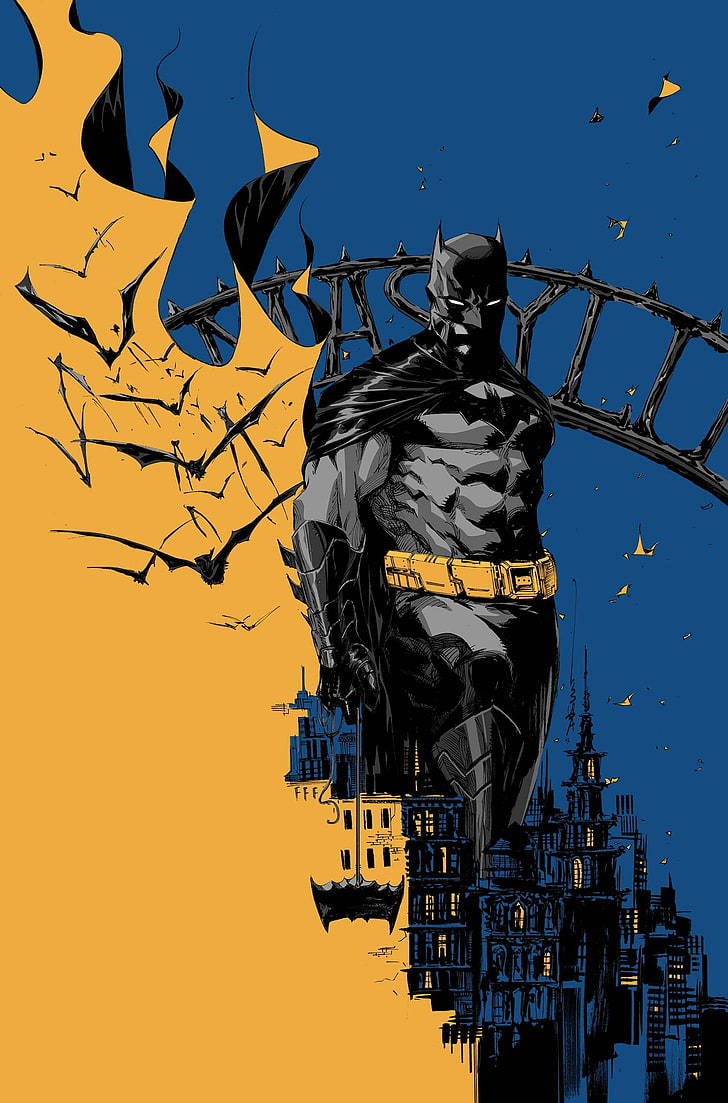 Mavi ve Sarı Batman Arkham Knight iPhone Duvar Kağıdı