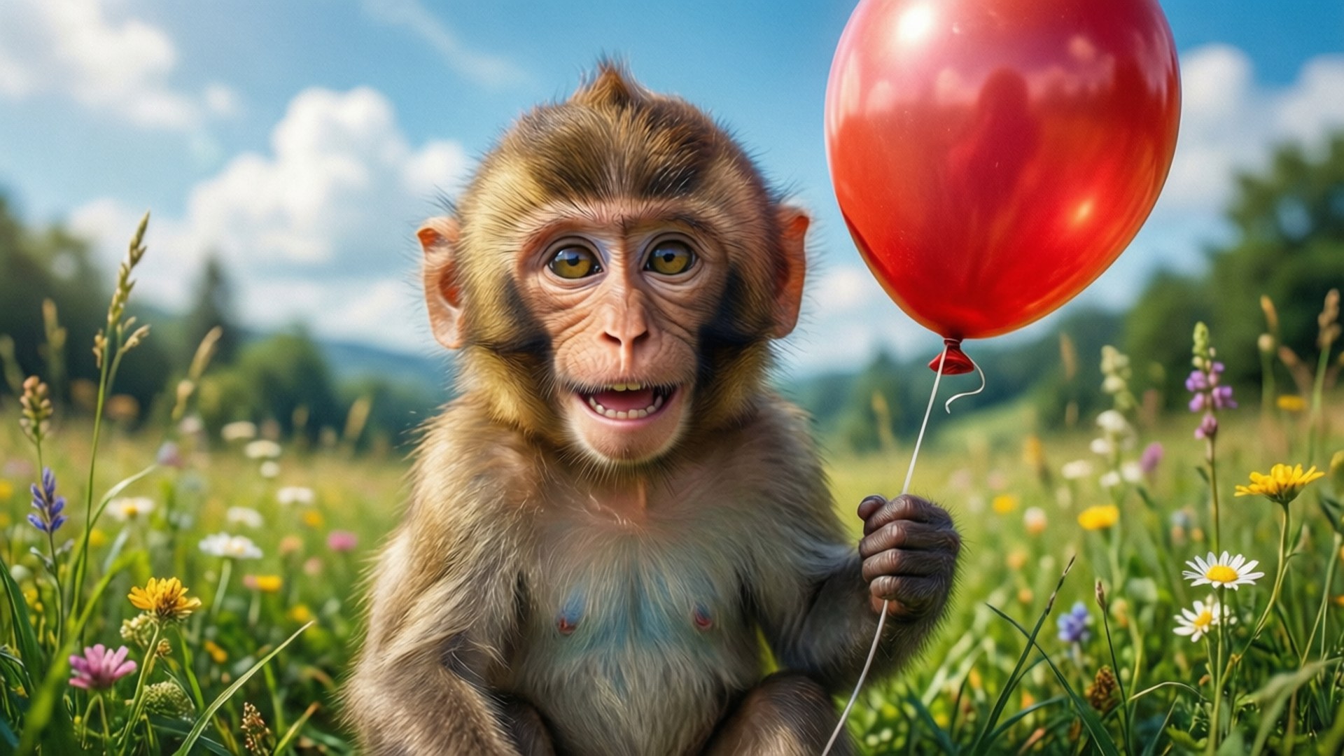Maymun ve Balon Duvar Kağıdı