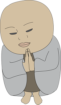 Meditasyon Yapan Keşiş Karikatür İllüstrasyonu Duvar Kağıdı