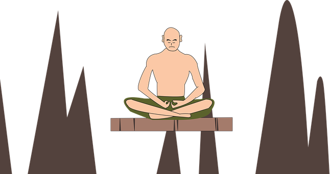 Meditasyon Yapan Keşiş Silüeti Duvar Kağıdı