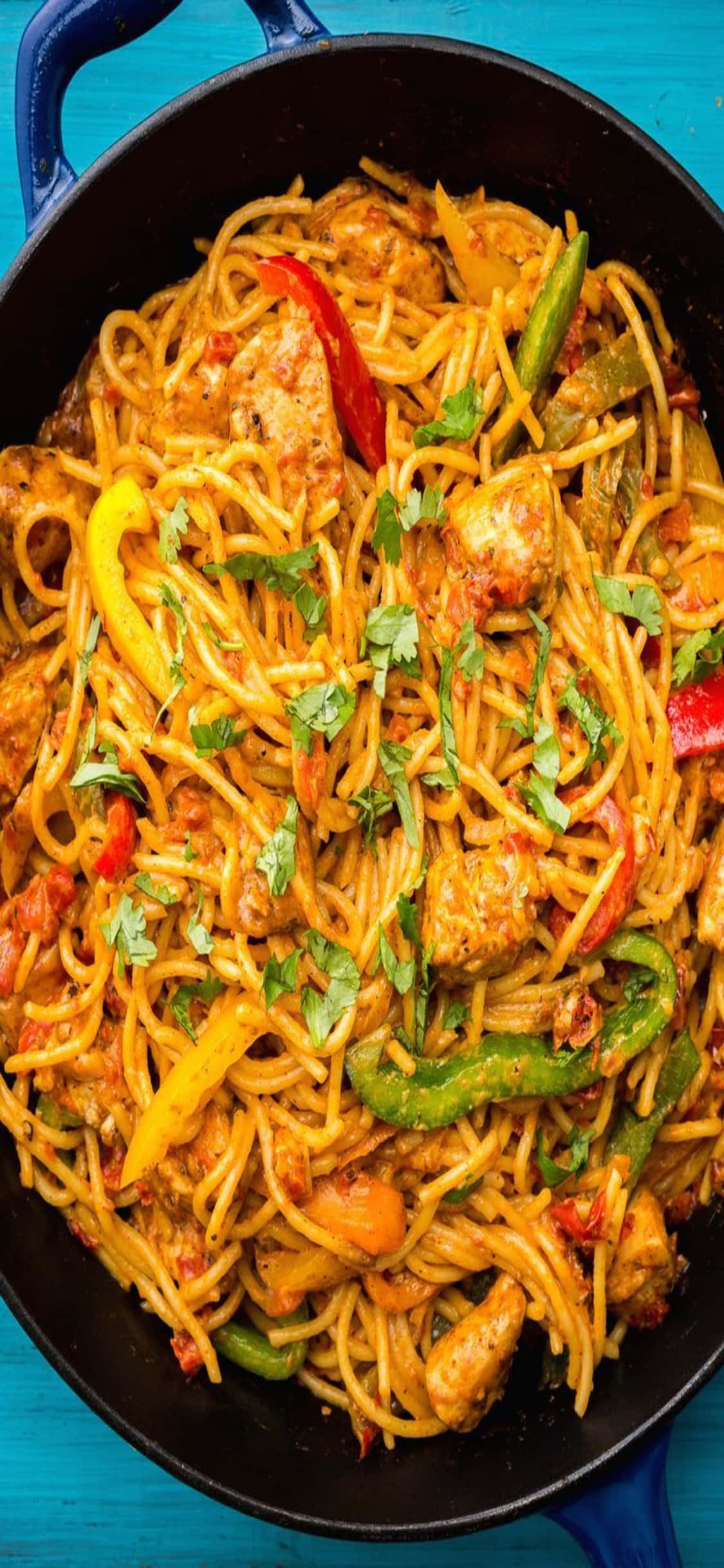Meksika Tavuklu Pasta iPhone X Makarna Arkaplanı Duvar Kağıdı